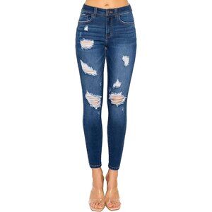 Women's Skinny Jeans Ripped Shredded High Waist Push-Up Butt Lift Modal